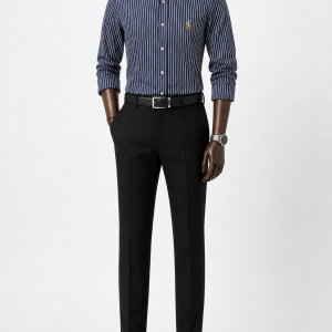 Premium Navy Vertical Stripe Shirt