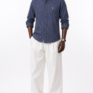 Premium Navy Vertical Stripe Shirt