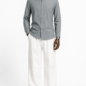 LUXVER Ivory Stripe Oxford Shirt