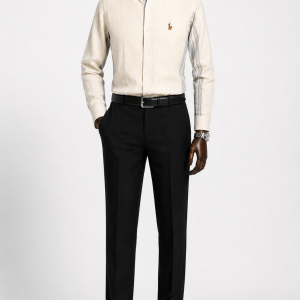 LUXVER Ivory Stripe Oxford Shirt