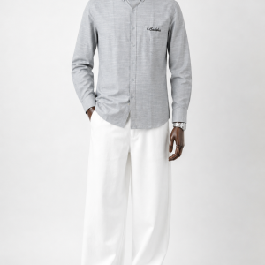 LUXVER Ivory Stripe Oxford Shirt