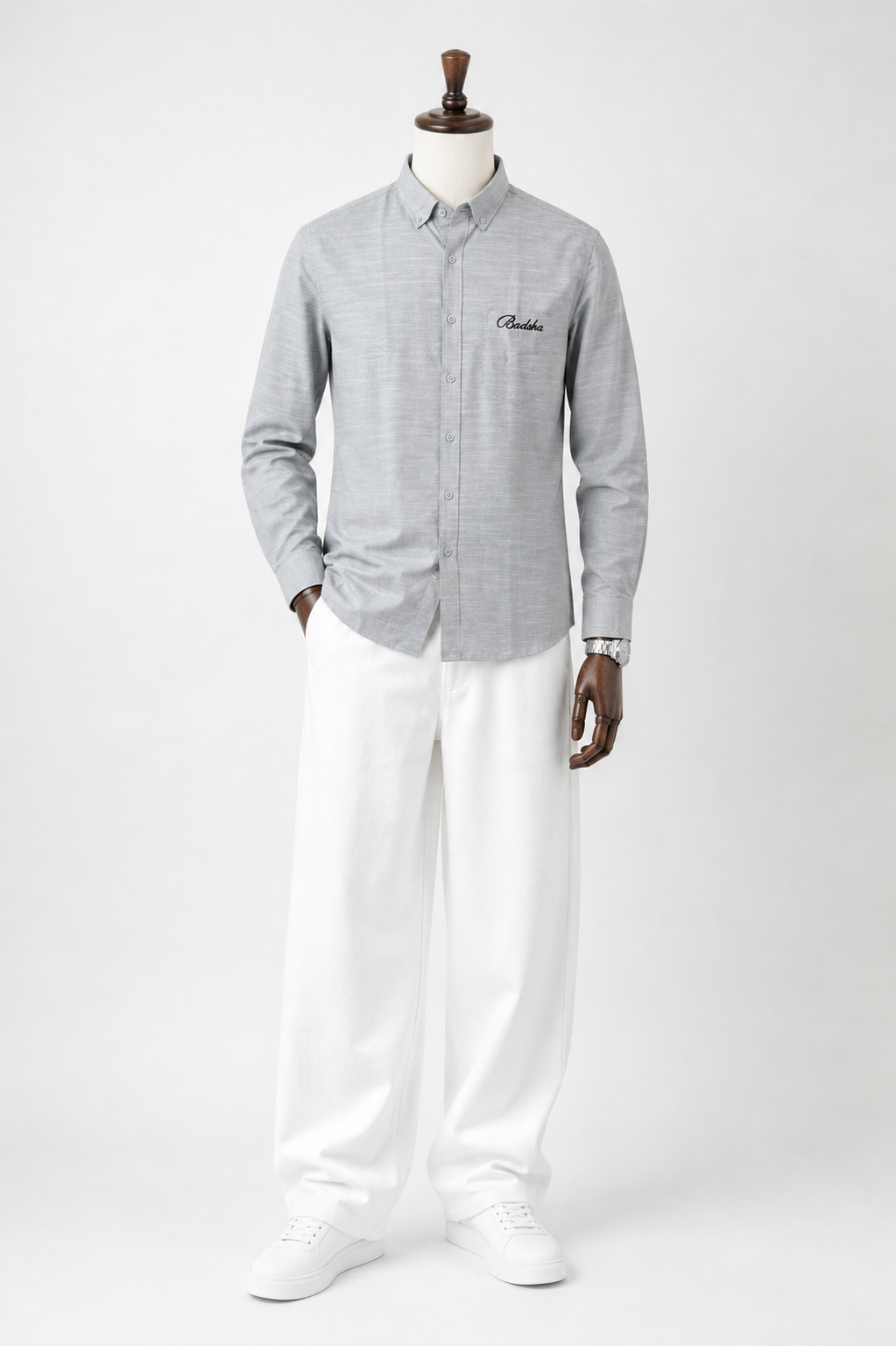 LUXVER Ivory Stripe Oxford Shirt LUXVER Ivory Stripe Oxford Shirt