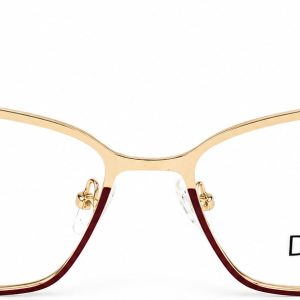 Gold Burgundy Ladies Eyeglass Frame